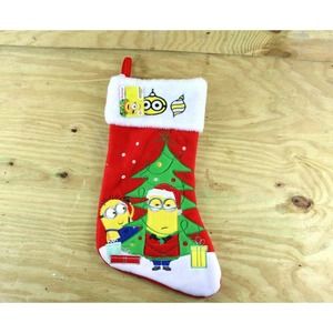 New Despicable Me Minions Christmas Stocking 17" Holiday Decor Red White Trim